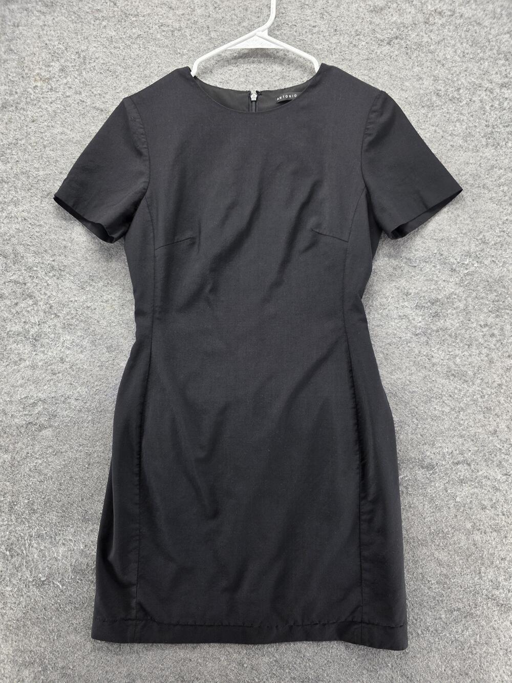 Antonio Melani Dress Womens 2 Black Sheath Knee Length Short Sleeve Lined Zip
